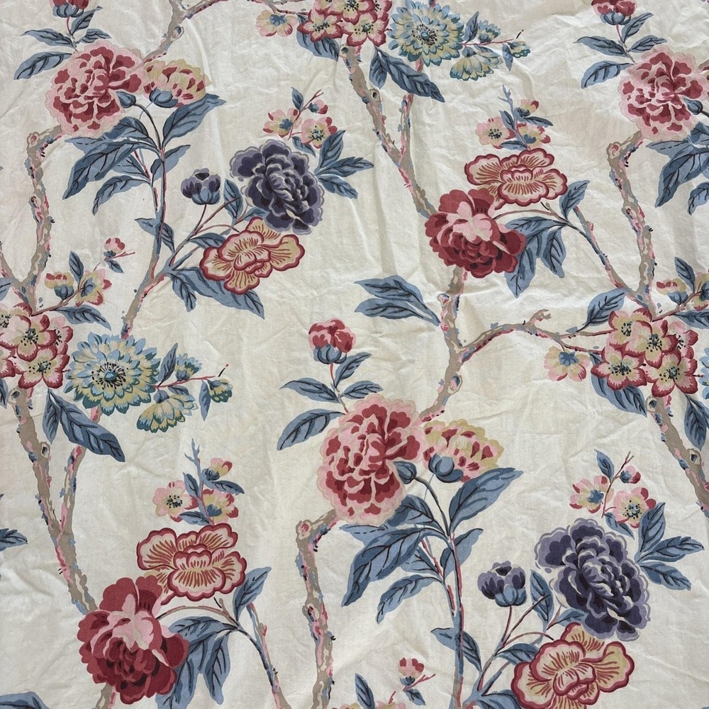 Vintage 1980 Custom Drapes 86x50 Lined Weighted Floral Two Panels